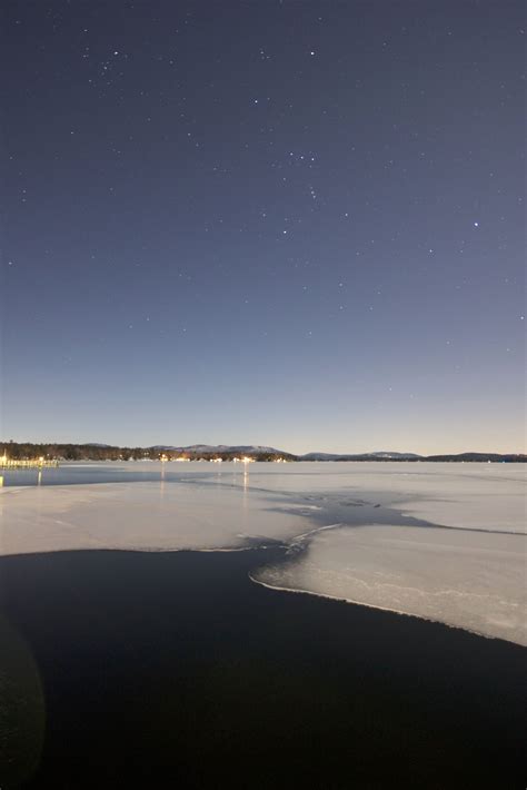Free Picture Lake Frost Icy Water Water Ice Winter Stars Night
