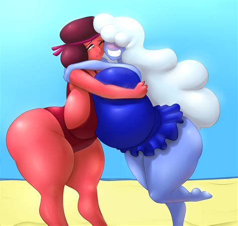 Rule 34 Beach Huge Ass Huge Breasts Hugging Hyperstorm H Marauder6272 Ruby Steven Universe