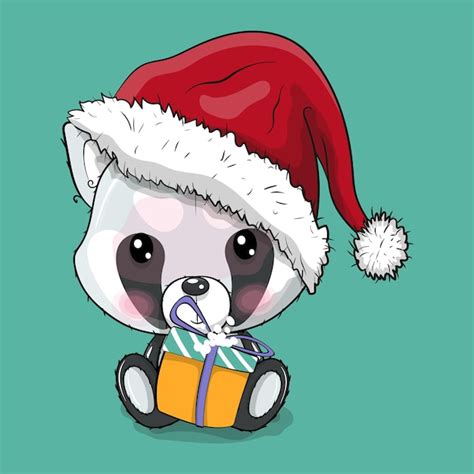 Free Vector Cute Cartoon Panda With Christmas Hat Vector Illustration