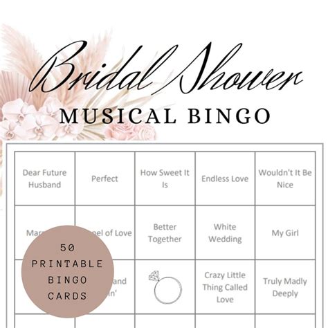 Bingo Game Music Game Bridal Shower Bingo Instant Digital Download