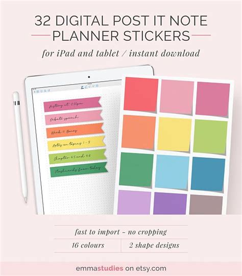 Digital Post It Note Stickers GoodNotes Notability Digi Planner
