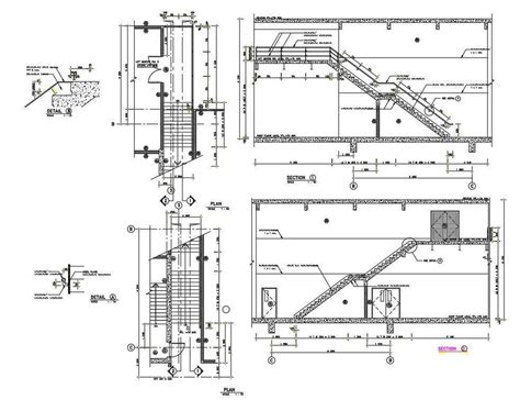 Rcc Staircase Plan And Section Drawing Dwg File Cadbull Construction