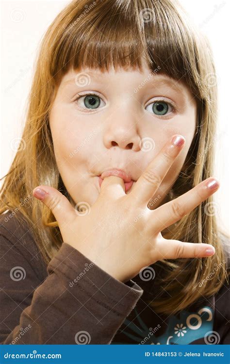 Beautiful Little Girl Licking Fingers Stock Image Image Of Portrait