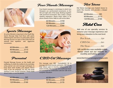 Brochure Hermosa Massage And Spa
