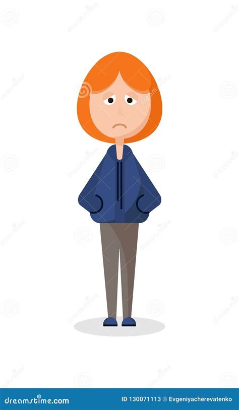 A Sad Girl Standing Alone Stock Vector Illustration Of Problem 130071113