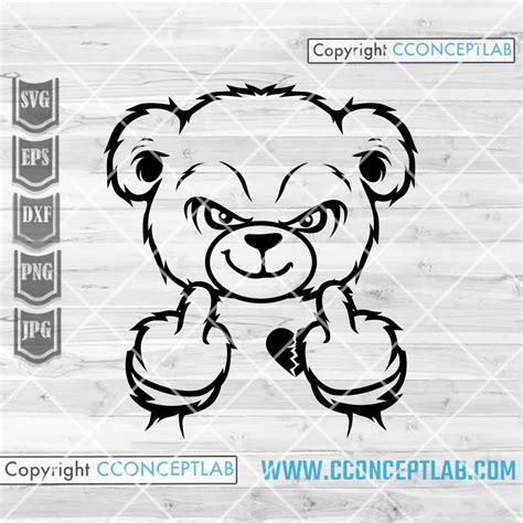 Teddy Middle Finger Svg Teddy Bear Clipart Hipster Grizzly Etsy Australia