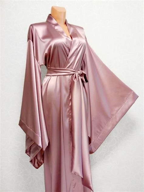 Mulberry Silk Kimono Robe Pink Silk Robe Long Satin Robe Etsy Silk Robe Long Fancy Robes