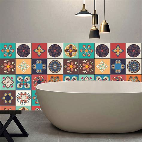 Yanqiao Peel And Stick Retro Tiles Sticker Wall Art Decal Kitchen