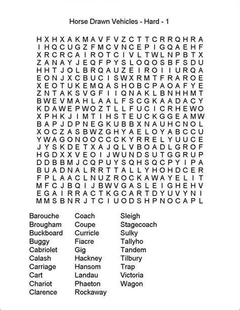 Horse Word Search For Break Time 101 Printable