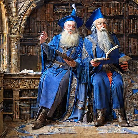 Stabilityai Stable Diffusion Middle Earth Full Body View Of A Two Old Male Blue Wizards
