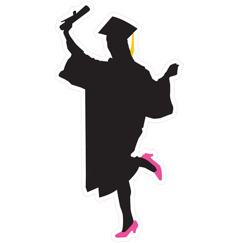 Silhouette happy female graduate holding diploma and texting on. 24 Inch Graduate Silhouette - Female - Deadline Signs