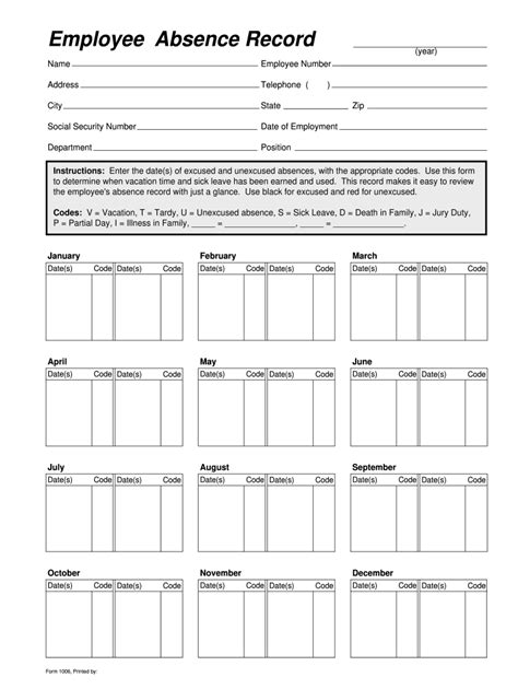 Employee Absence Schedule Excel Excel Templates