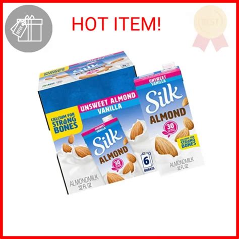 Silk Shelf Stable Almond Milk Unsweetened Vanilla Dairy Free Vegan