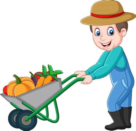 Los círculos de las cosechas. Joven agricultor de dibujos animados Vec... | Premium ...
