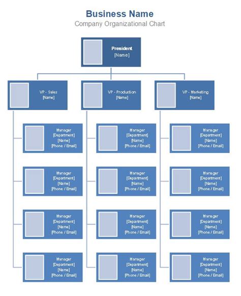 Download The Company Organizational Chart With Smartart From Vertex42
