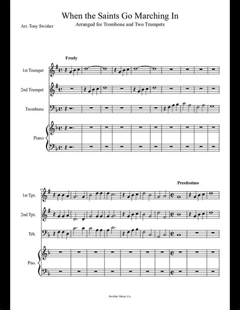 Beginner sheet music with chords and lyrics. When the Saints Go Marching In sheet music download free in PDF or MIDI