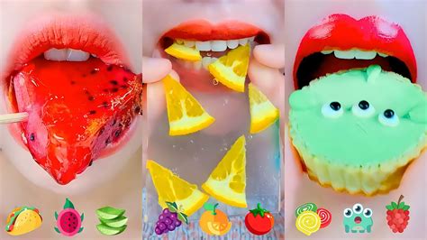 Asmr Mukbang Yummy Food Show Eating With Emoji Challenge Youtube