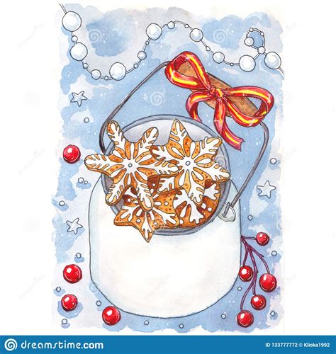 Christmas Cookies In Jar Card Stock Illustration Illustration Of