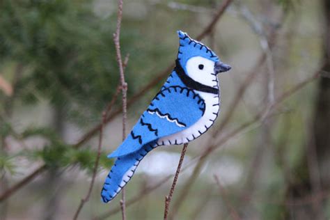 Bold Blue Jay Felt Ornament Downeast Thunder Farm