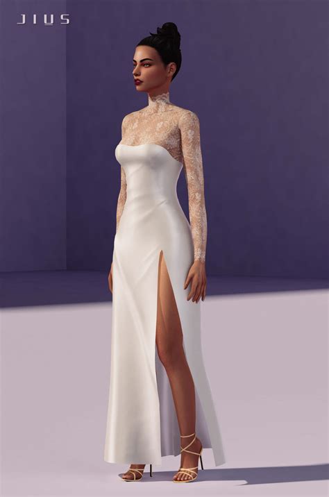 Sims 4 Bride Collection Part I Jius Lace Wedding Dress 01 Micat Game
