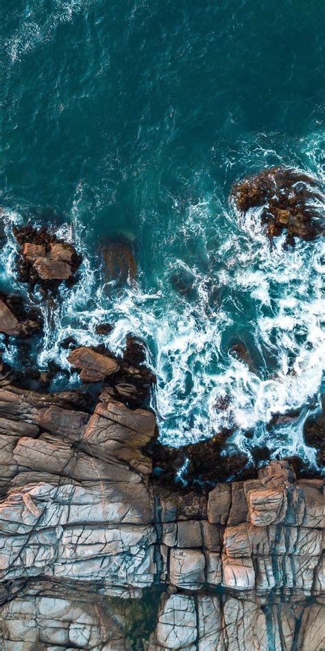 Download 1080x2160 Wallpaper Rocks Aerial View Sea Coast Honor 7x