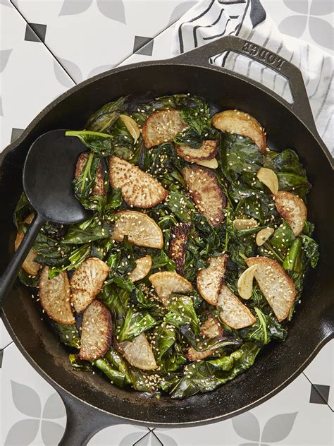Buttery Stir Fried Turnips With Greens Edible Charleston