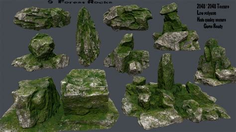 3d Model Forest Rocks Vr Ar Low Poly Cgtrader