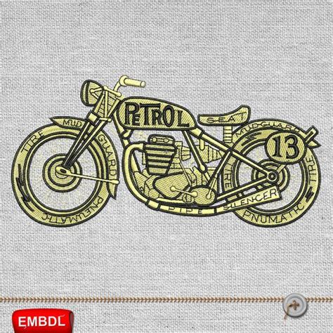 Motorbike Typographic Embroidery Design Biker Embroidery Design