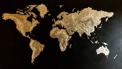 Gold Leaf Map Original Gold Leaf Map Of The World Gold Leaf Etsy In
