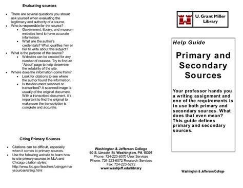 Primary/Secondary Sources Help Guide