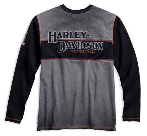 Harley Davidson Mens Iron Block Colorblocked Long Sleeve Henley