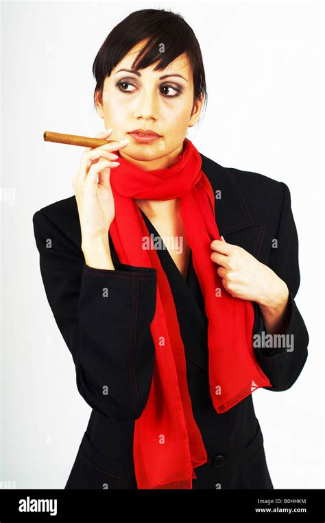 Young Business Woman Smoking A Cigarette Hi Res Stock Photography And