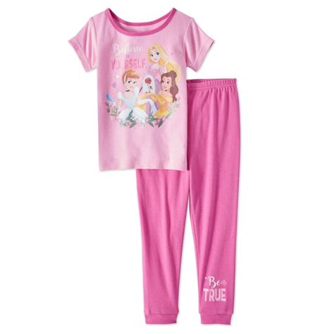 Disney Princess Baby And Toddler Girl Short Sleeve Tight Fit Pajamas 2