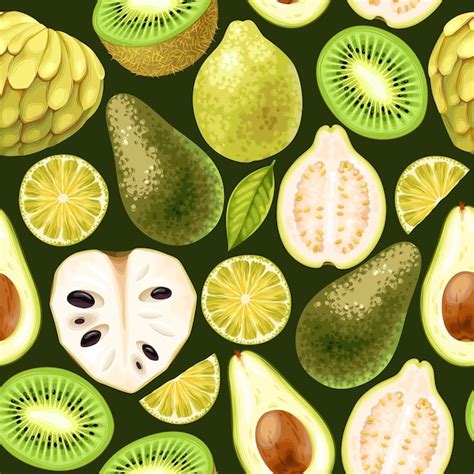 Premium Vector Vector Seamless Pattern With Tropical Fruits