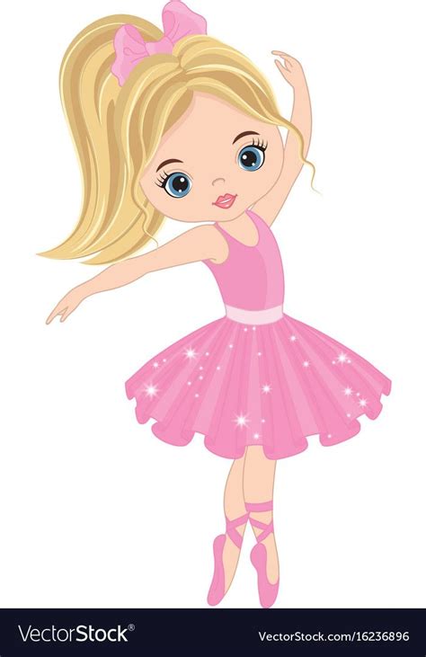 Vector Cute Little Ballerina Dancing Vector Ballerina Girl In Pink