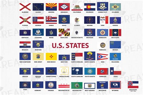 Usa Capital And States Flags Collection Graphic By Creartgraphics