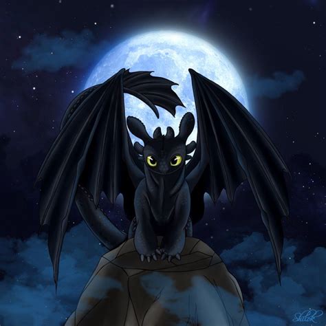 Toothless At Night By Shilokh On Deviantart Dreamworks Toothless Tattoo Toothless Wallpaper