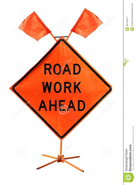 Road Work Ahead American Road Sign Isolated On White