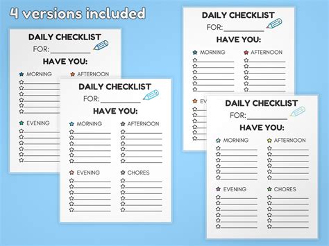 Editable Daily Checklist Routine Printable Daily Routine Etsy