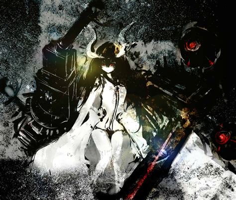 Safebooru 1girl Abstract Background Anchorage Water Oni Assi Black Hair Cannon Faux