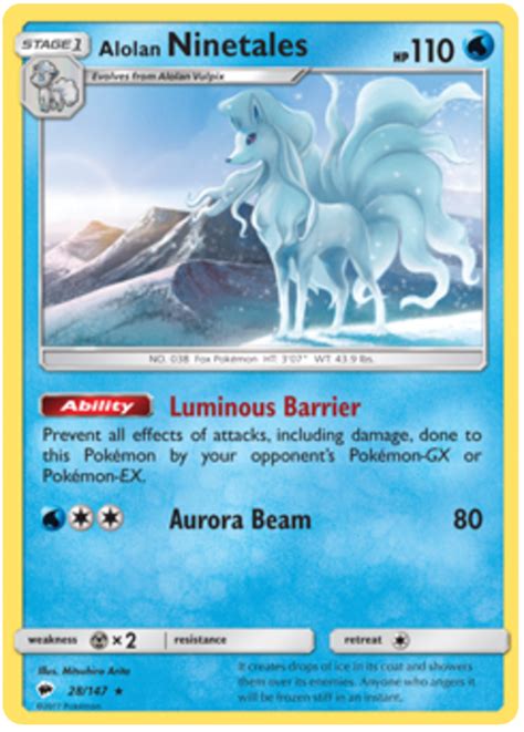 Near mint / mint product type: Alolan Ninetales - Burning Shadows #28 Pokemon Card