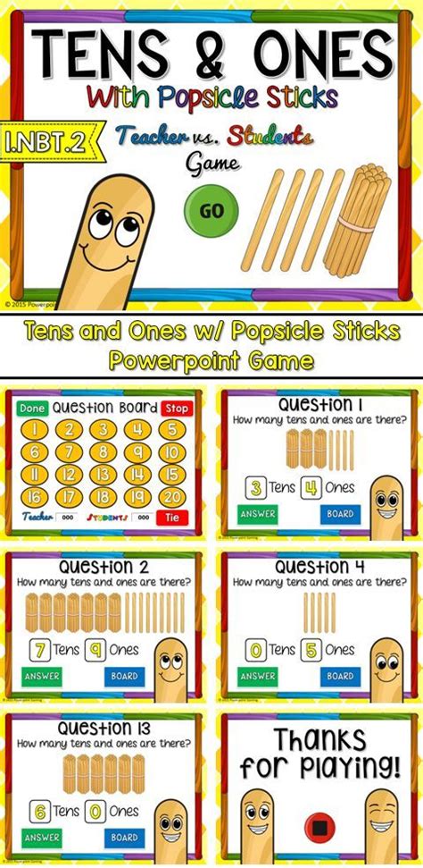 This worksheet asks your student to tell how many of each place the numbers represent. Tens and Ones with Popsicle Sticks PPT Game | Tens, ones ...