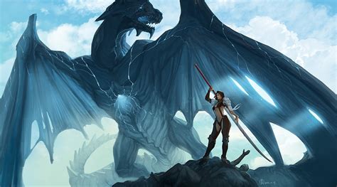 Tapeta na monitor Fantasy kouzlo skály art Meč dragon