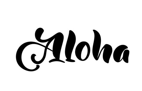 Aloha Schriftzug Vektor Kalligraphie Illustration Hawaiianische Handgemachte Tropische Exotische