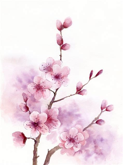 Cherry Blossom Printable Wall Art Sakura Watercolor Etsy Cherry