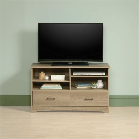 Sauder Beginnings Tv Stand With 2 Drawers And Adjustable Shelves For Tvs