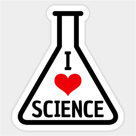 I Love Science Stickers Red Heart On Erlenmeyer Flask Science