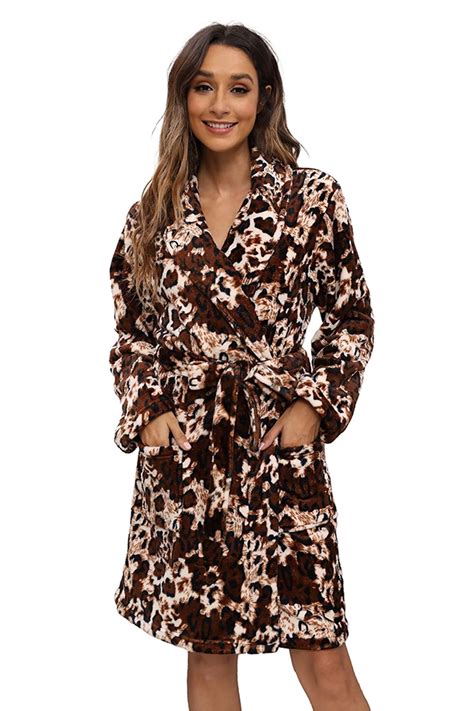 U Skiin Womens Plush Robe Short Lightweight Soft Fleece Robes Spa