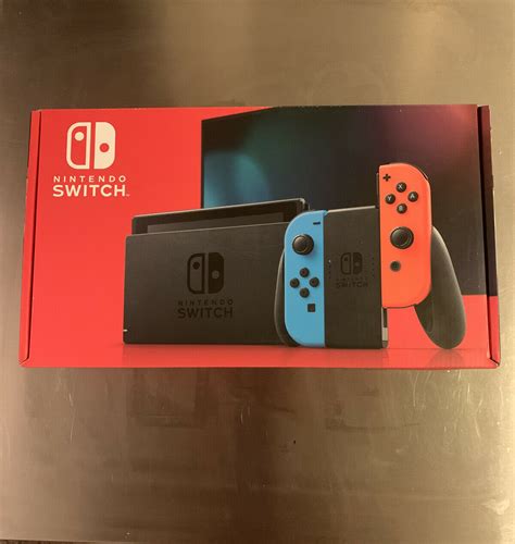 Nintendo Switch 32gb Grey Console With Neon Crimson And Neon Blue Joy