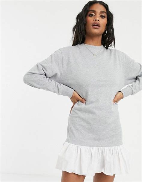 Missguided Frill Hem Sweater Dress In Gray Asos Maxi Knit Dress